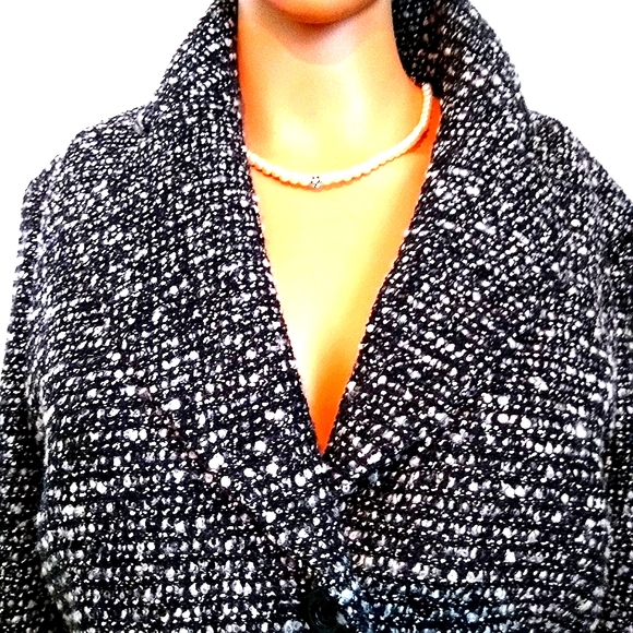 EXQUISITE ESCADA WOOL COTTON BLEND BLACK WHITE TWEED BOUCLE LACE SKIRT SUIT 10/8 - Picture 6 of 10